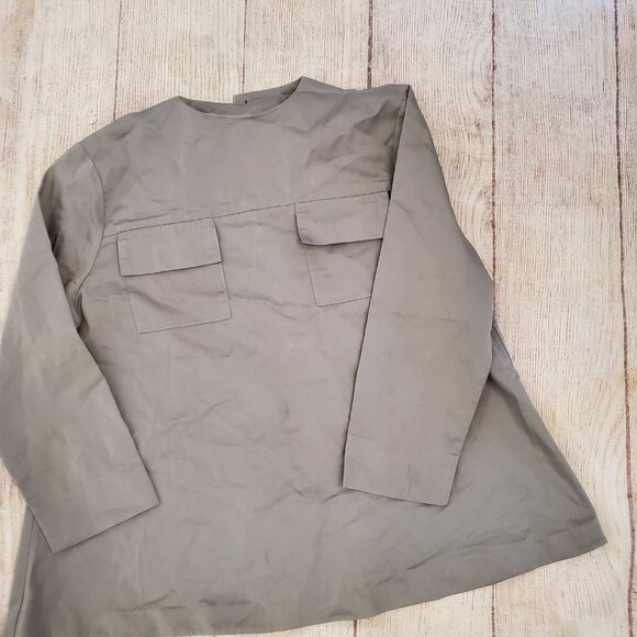 Jeune Mere gray maternity blouse with back buttons sz S - Picture 3 of 5